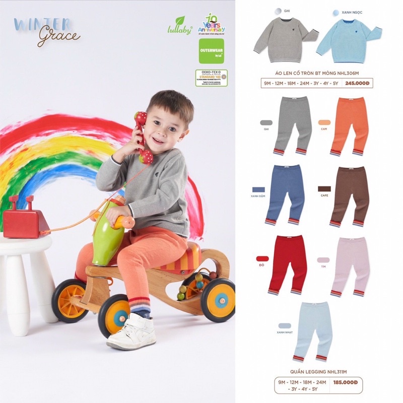 Áo Len cổ tròn, cổ bẻ, polo mỏng Bé Trai/ gái Lullaby (9m-5y)