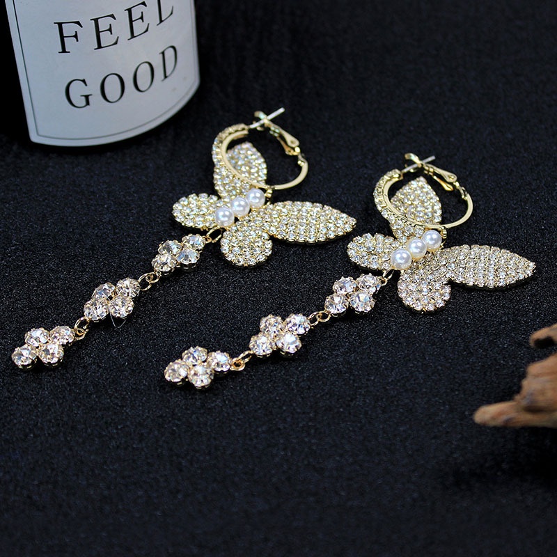 Bông Tai Mạ Bạc 925 Hình Bướm Đính Đá Thời Trang Hàn Quốc Sang Trọng Cho Nữ