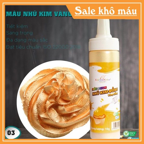 [Rẻ Vô Địch]   Màu thực phẩm chai xịt nhũ kim Unicorn màu vàng 10gr