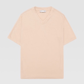 Áo phông basic unclé beige v-neck viscose top