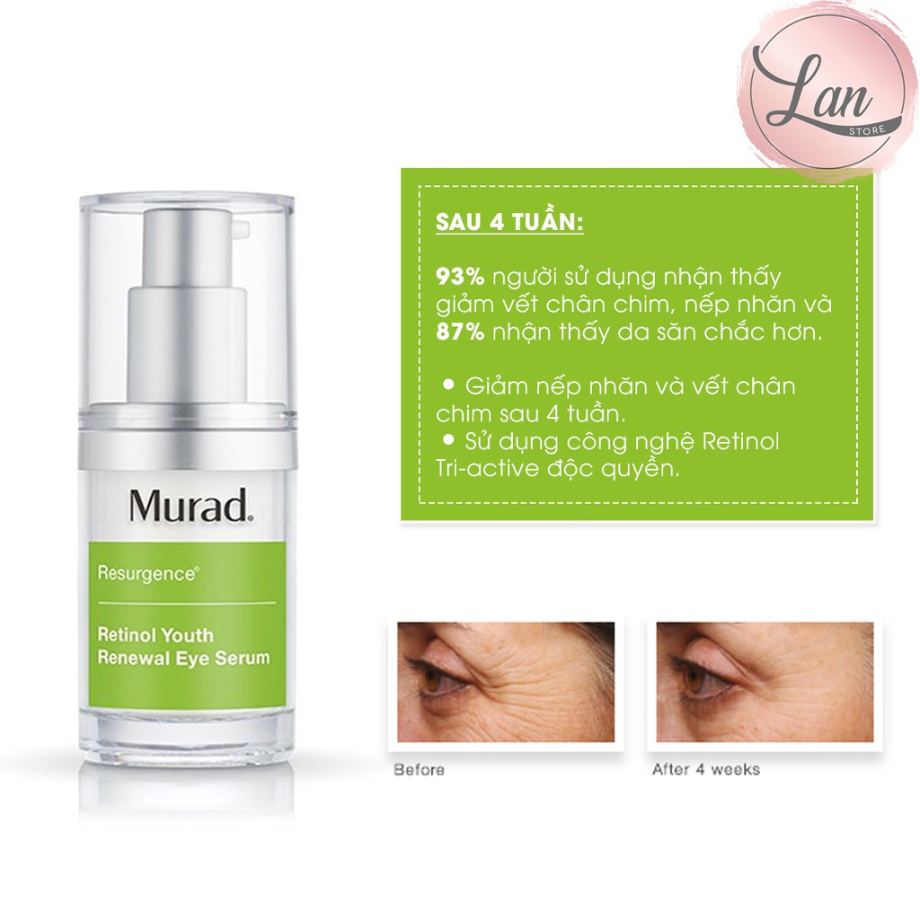 Serum Mờ Nếp Nhăn, Quầng Thâm Mắt Murad Retinol Youth Renewal Eye 5ml [ CHÍNH HÃNG]