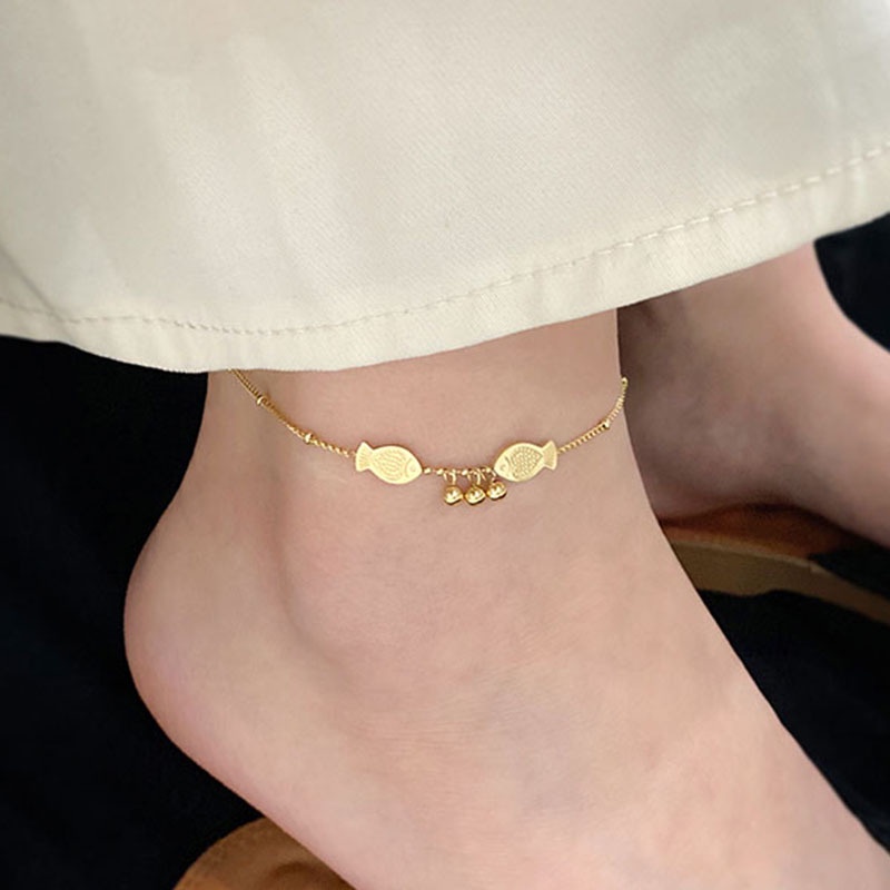 Lắc Chân Thép Titan Mạ Vàng 18k Chống Nước Chống Gỉ Không Phai Màu Đơn Giản