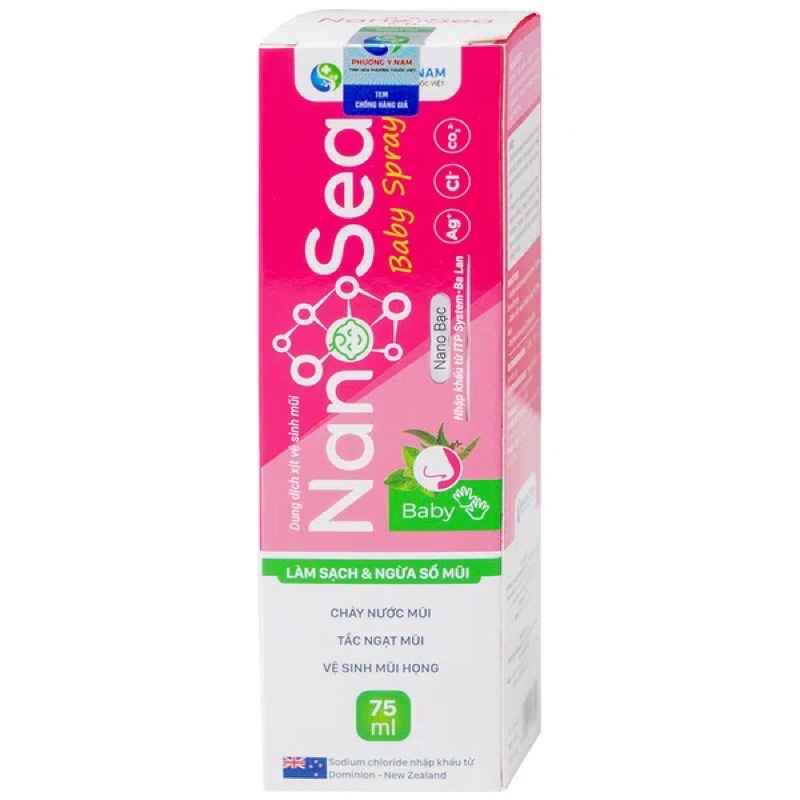 Bình Xịt Mũi Muối Biển Nano Sea Baby Spray Vệ Sinh, Ngừa Sổ Mũi Cho Bé 75Ml