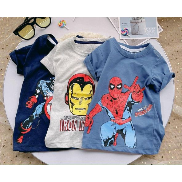 Áo thun bé trai Combo 3 áo phông HM MARVAL LIKE AUTH chất cotton 4 chiều mềm mịn