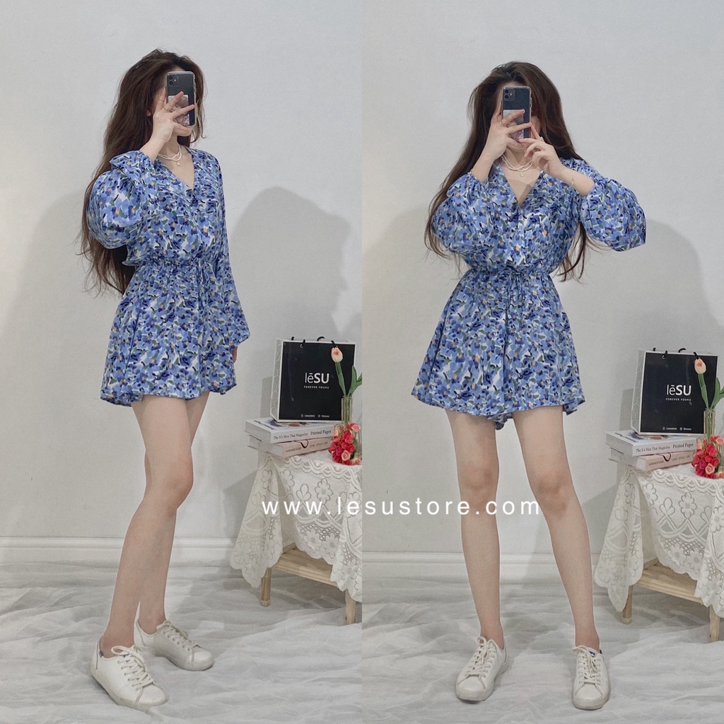 ẢNH TỰ CHỤP Jumpsuit hoa cổ V bo tay