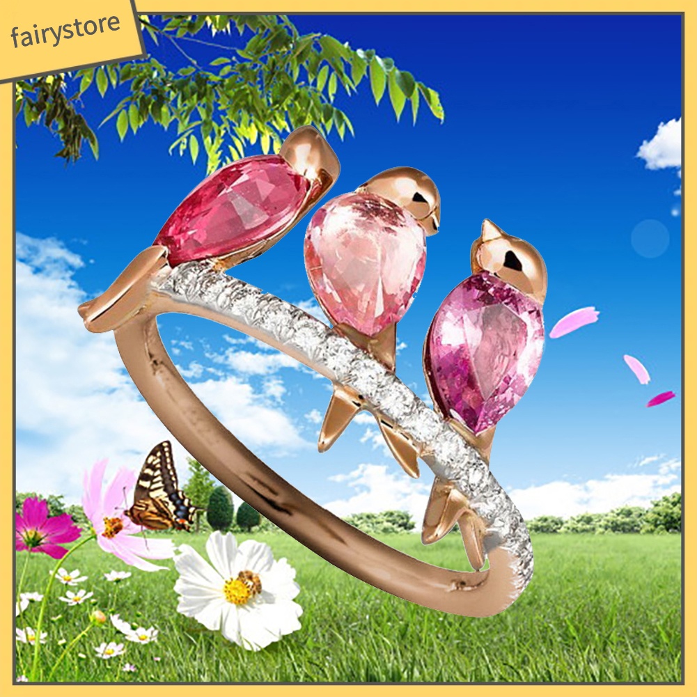 Nhẫn hình con chim đính pha lê thời trang dành cho nữ