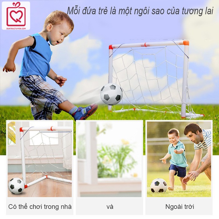 Bộ khung thành bóng đá đồ chơi vận động thể thao cho bé (tặng kèm bóng và bơm)