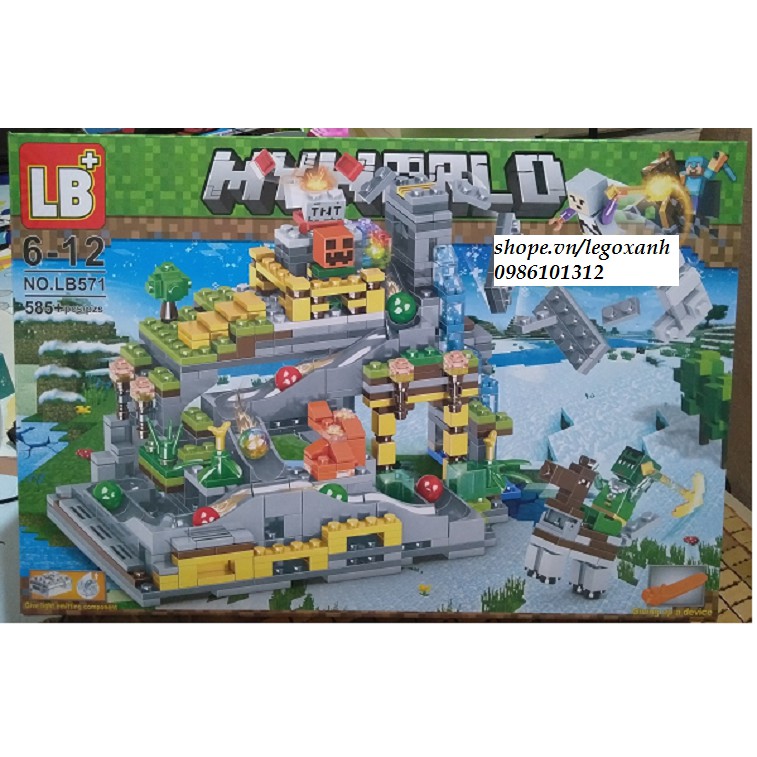 Bộ Lego lắp ráp xếp hình My World LB571 có 585 pcs-Lắp ghép ngôi nhà siêu nhân