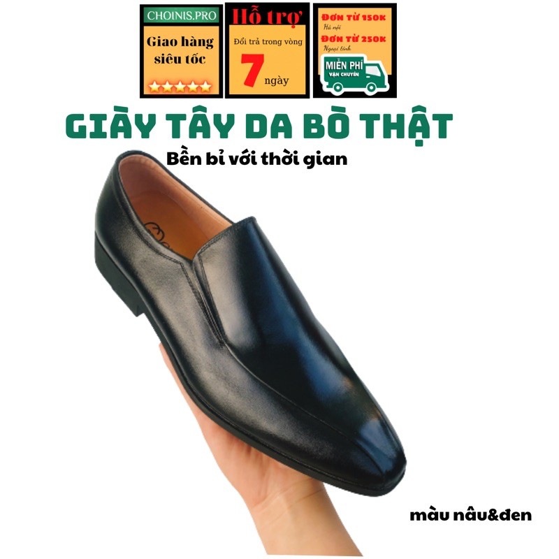Giày nam công sở da bò nappa cao cấp, giày lười CHOINIS Bảo hành 12 tháng