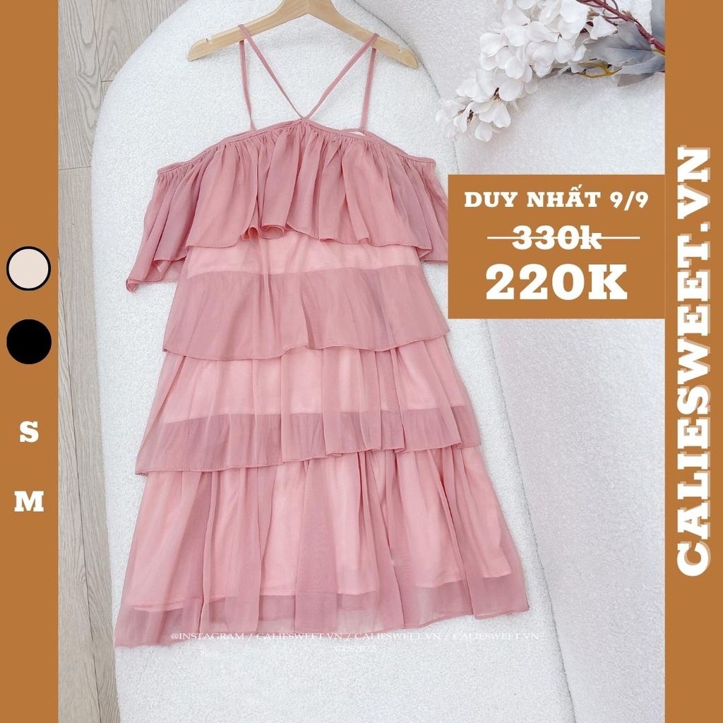 Đầm maxi cổ yếm Caliesweet váy maxi đi biển chất đũi tơ cao cấp CLS018