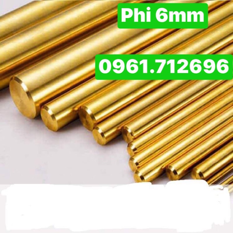 Thanh đồng tròn đặc phi 6mm dài 3m