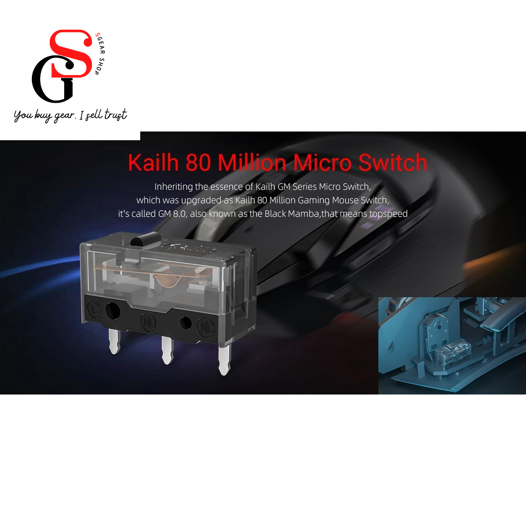 KAILH GM 8.0 BLACK 80M MICRO SWITCH chính hãng, click thay thế cho chuột game