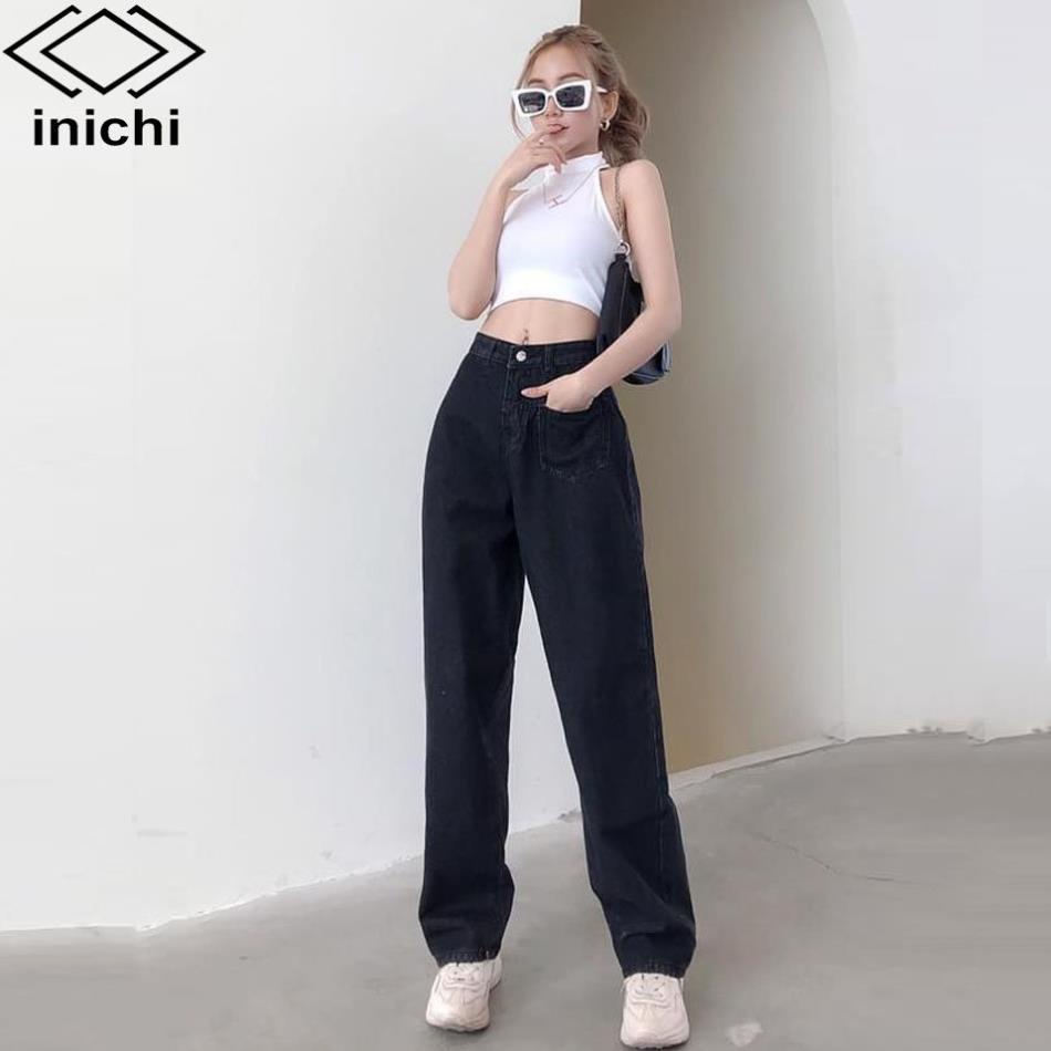 Quần jean nữ INICHI Q872 ống rộng 1 túi vải jean cao cấp chất đẹp New