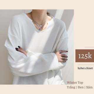 Áo len dệt kim tay dài cổ V | Freesize form rộng