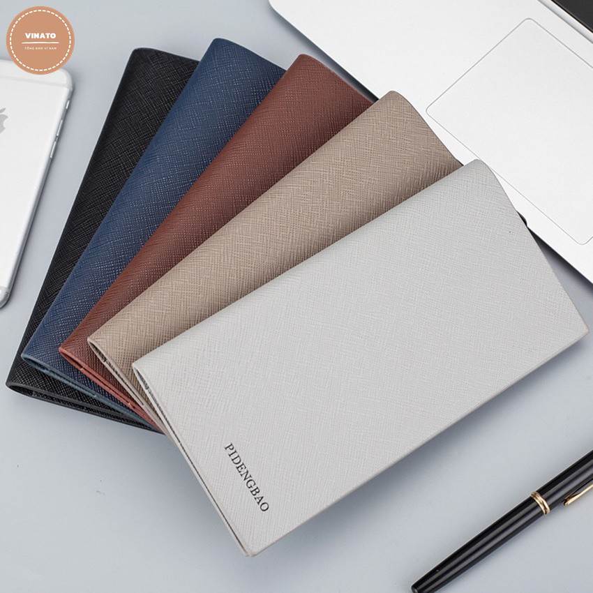 Ví da nam cầm tay thời trang nam nữ phong cách Hàn Quốc, bóp dài dập vân có nút bấm | BigBuy360 - bigbuy360.vn