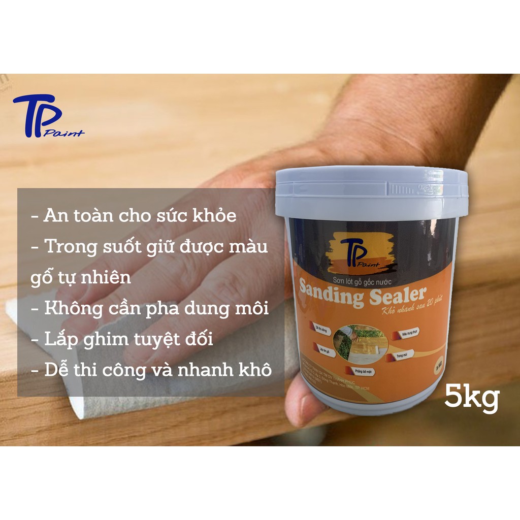 SƠN LÓT TRONG gỗ gốc nước 5kg không mùi và an toàn sức khoẻ - TPpaint