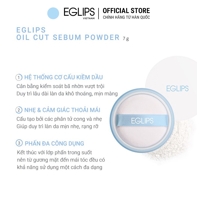 [Mã FMCGMALL -8% đơn 250k] Phấn phủ dạng bột Eglips Oil Cut Sebum Powder 7g