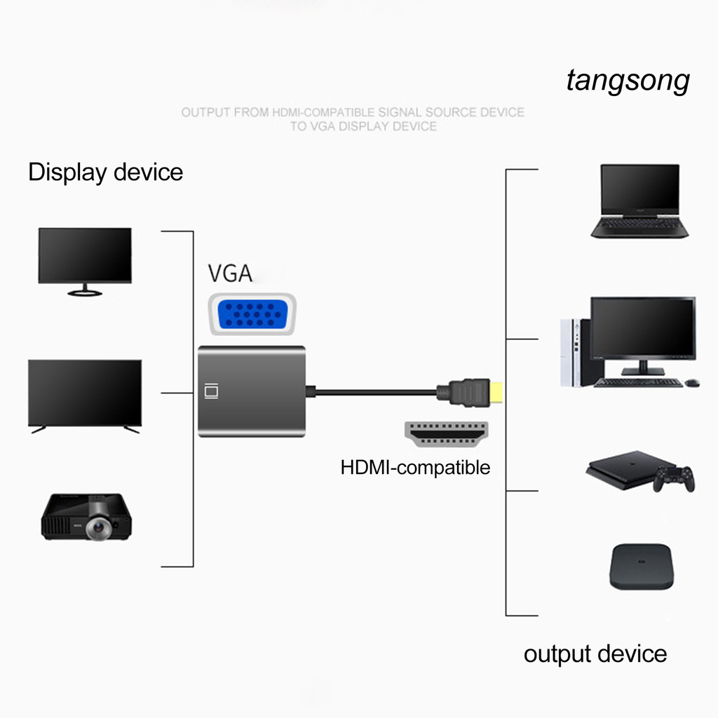 Cáp Chuyển Đổi Video Hdmi Ts-Hdmi-Compatible Sang Vga 25cm 1080p Cho Hdtv