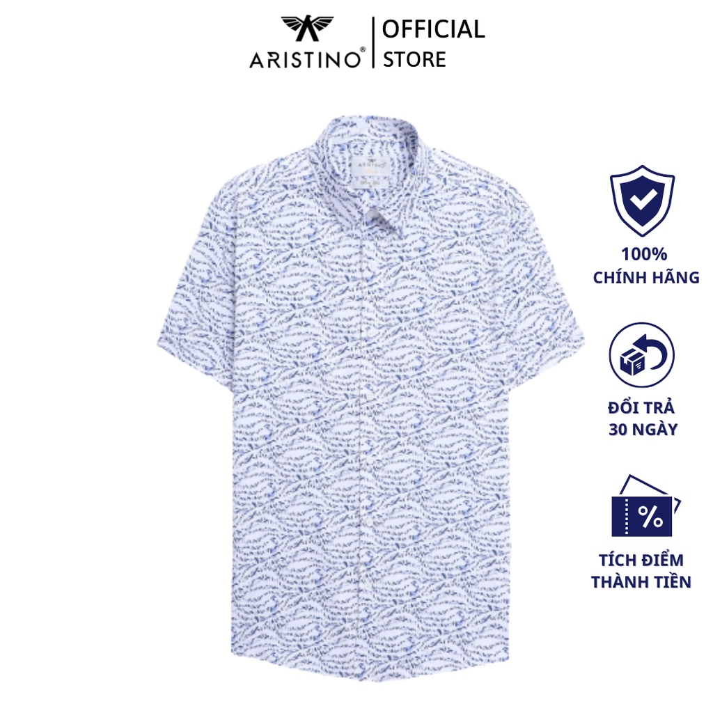 Áo sơ mi ngắn tay nam Aristino phom slim fit, thiết kế tà lượn, màu sắc nổi bật - ASS389S2