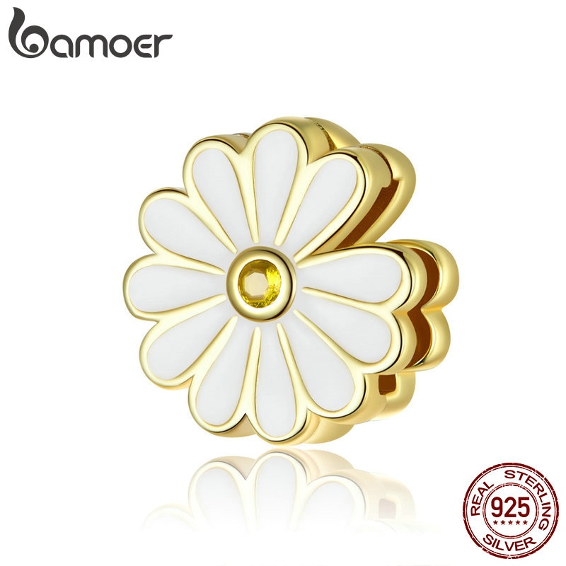 Hạt Vòng Tay Bamoer SCX118 Bằng Bạc 925 Sterling Hình Dạng Hoa Cúc Mạ Màu Sặc Sỡ