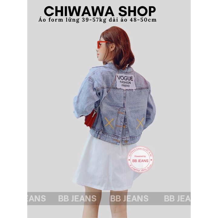 Aó khoác jean nữ xám xanh như hình form dưới 58Kg Vouge BB27