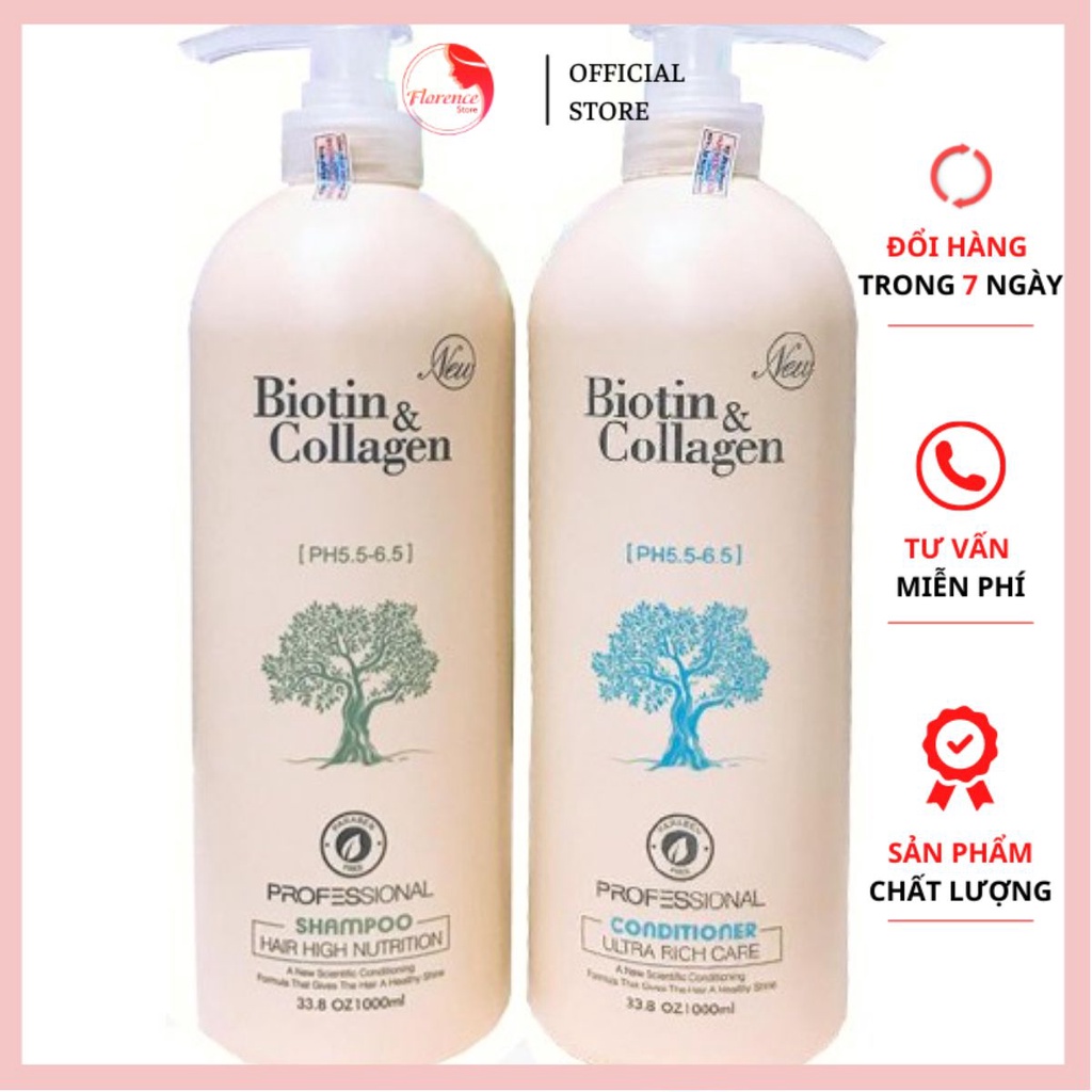 DẦU GỘI XẢ BIOTIN COLLAGEN PHỤC HỒI CHỐNG RỤNG TÓC 1000ML(TRẮNG+XANH DƯƠNG +XANH LÁ)