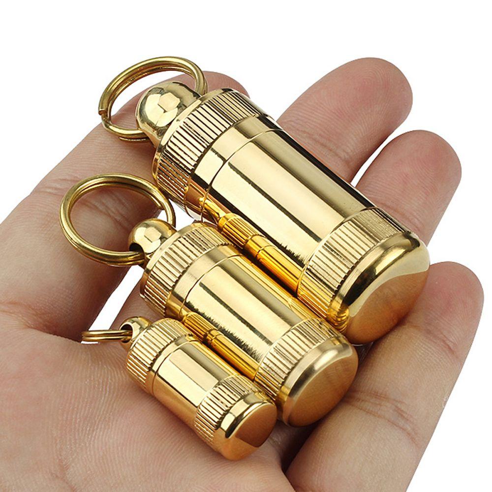 Hộp Đựng Thuốc Bằng Đồng Thau Kèm Móc Khóa Tiện Dụng Cho Hoạt Động Ngoài Trời Giá Đỡ