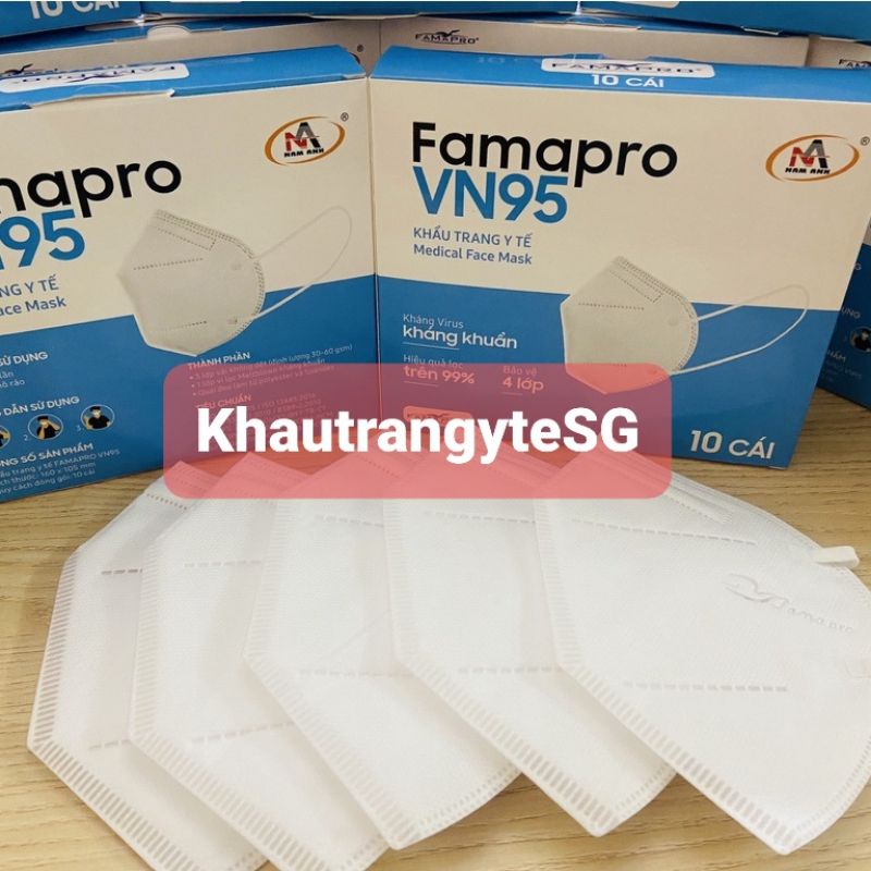 [Chính hãng] KHẨU TRANG Y TẾ FAMAPRO VN95 4 LỚP KHÁNG KHUẨN (Hộp 10 cái)