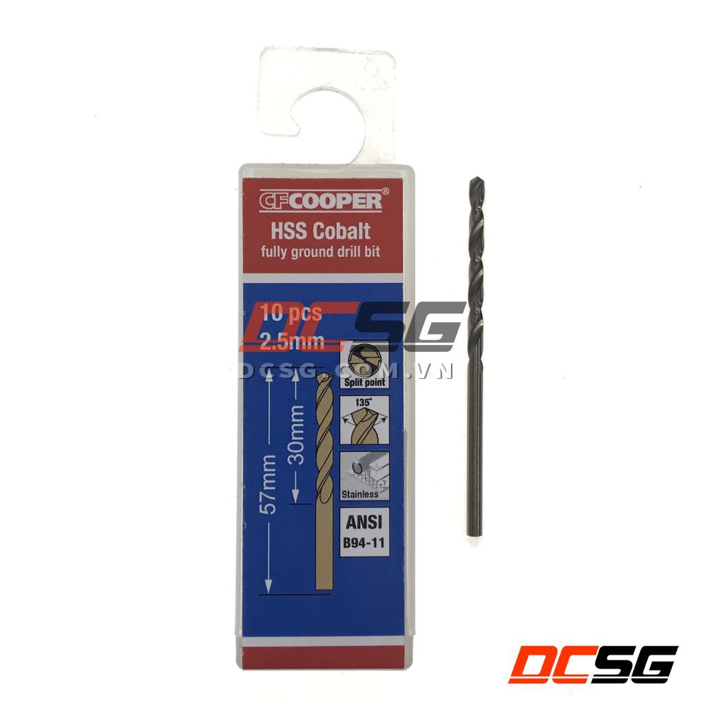 Mũi khoan thép, Inox HSS-Cobalt 5% 1.5-4.5mm CFCooper (01 mũi) | DCSG