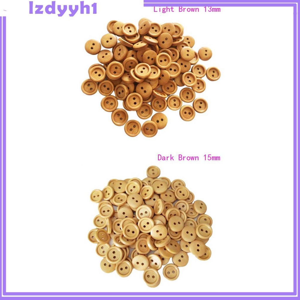 Set 100 Nút Gỗ 2 Lỗ Phong Cách Vintage Dùng Làm Đồ Thủ Công