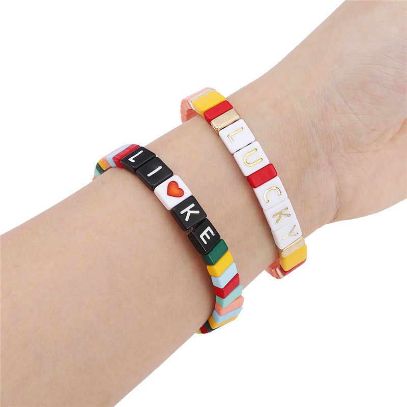 Set 100 Hạt Nhựa Acrylic In Chữ Cái Hai Lỗ Dùng Làm Trang Sức Thủ Công