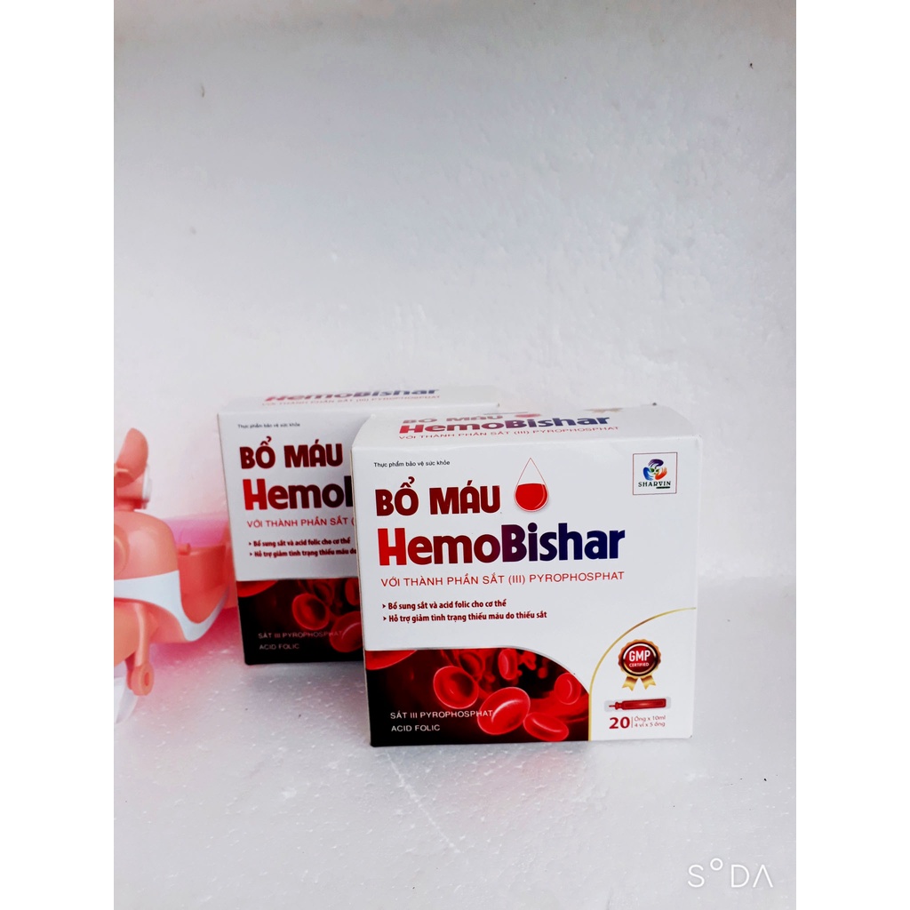 Siro bổ máu HemoBishar, giúp bổ sung sắt và acid folic cho cơ thể, hỗ trợ giảm tình trạng thiếu máu do thiếu sắt