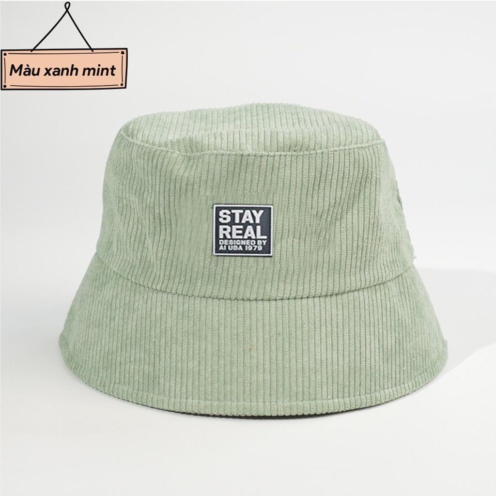 Mũ Bucket Nón Tai Bèo Vành Cụp  Nhung Gân Stay Real 473 Nhiều Màu Sắc Ulzzang Form Unisex Nam Nữ - Hazo