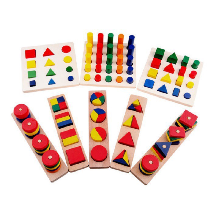 Bộ Giáo Cụ Montessori - 8 Món - Đồ Chơi Giáo Dục Gỗ An Toàn Cho Bé