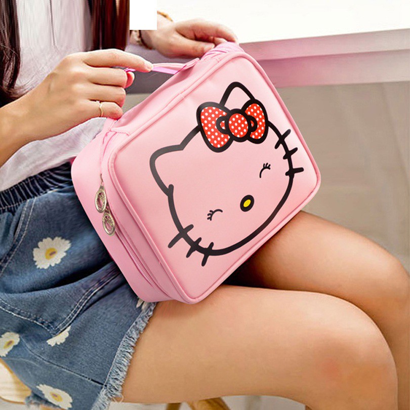 Túi đựng mỹ phẩm hình Hello Kitty chống thấm nước tiện dụng