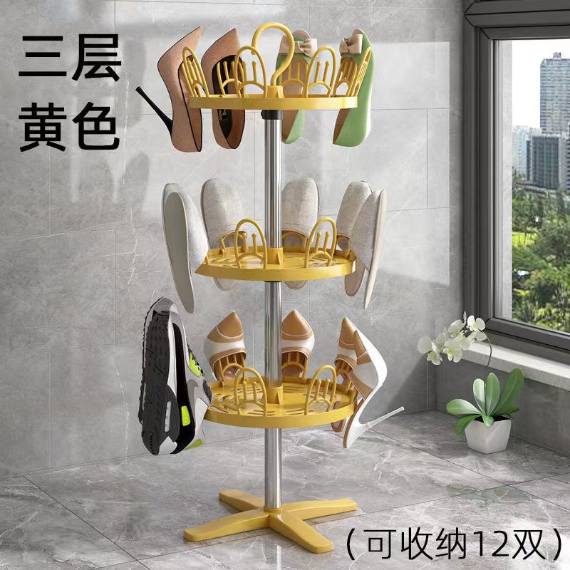 Kệ Để Giày Dép, Phơi Giày Dép Bằng Nhựa 3 Tầng Dạng Xoay Đơn Giản