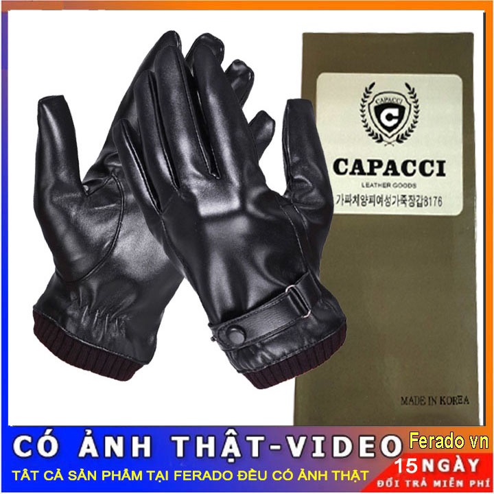 Găng tay da cừu lót lông thời trang nam nữ cảm ứng điện thoại CPC03