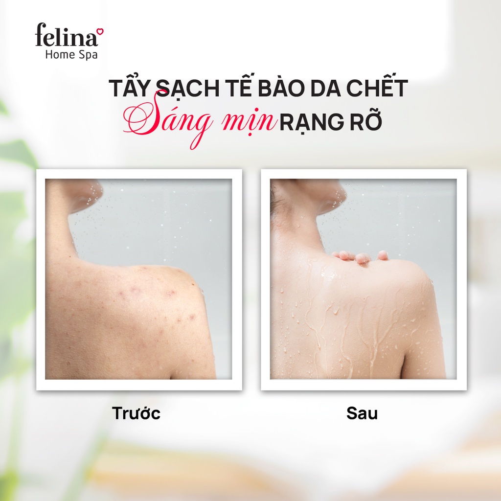Muối tắm tẩy tế bào chết body Felina Home Spa 500g từ hạt muối hồng Himalay tinh khiết - Da sáng mịn rạng rỡ