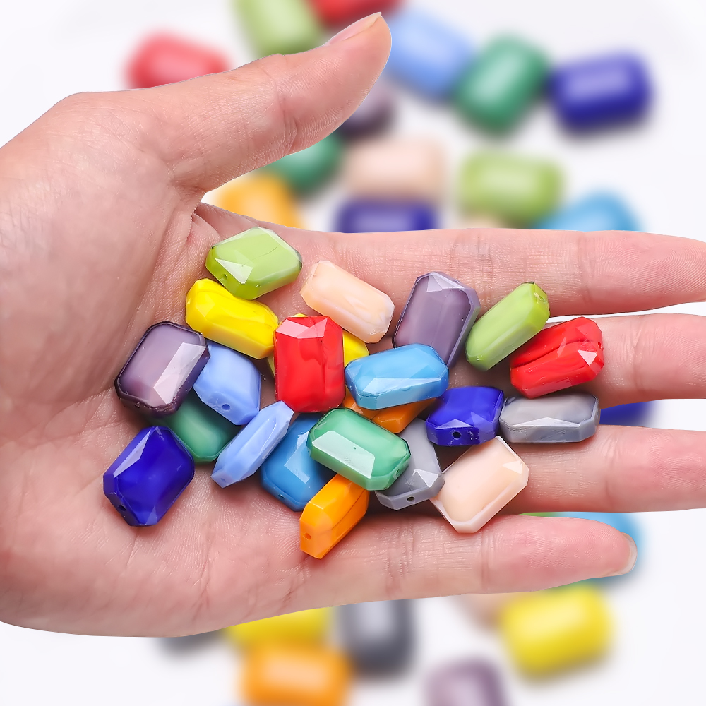 Bộ 10 Hạt Đá Ngọc Bích Hình Chữ Nhật 13x18mm Dùng Làm Trang Sức Thủ Công