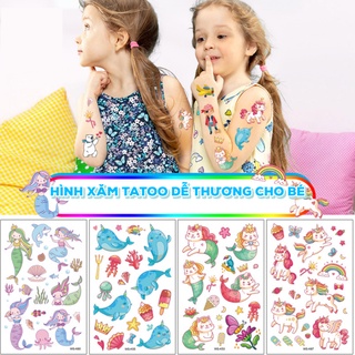 Hình xăm tatoo nhiều chủ đề dễ thương xinh xắn sticker dán chống thấm nước cho bé trai bé gái sáng tạo vui