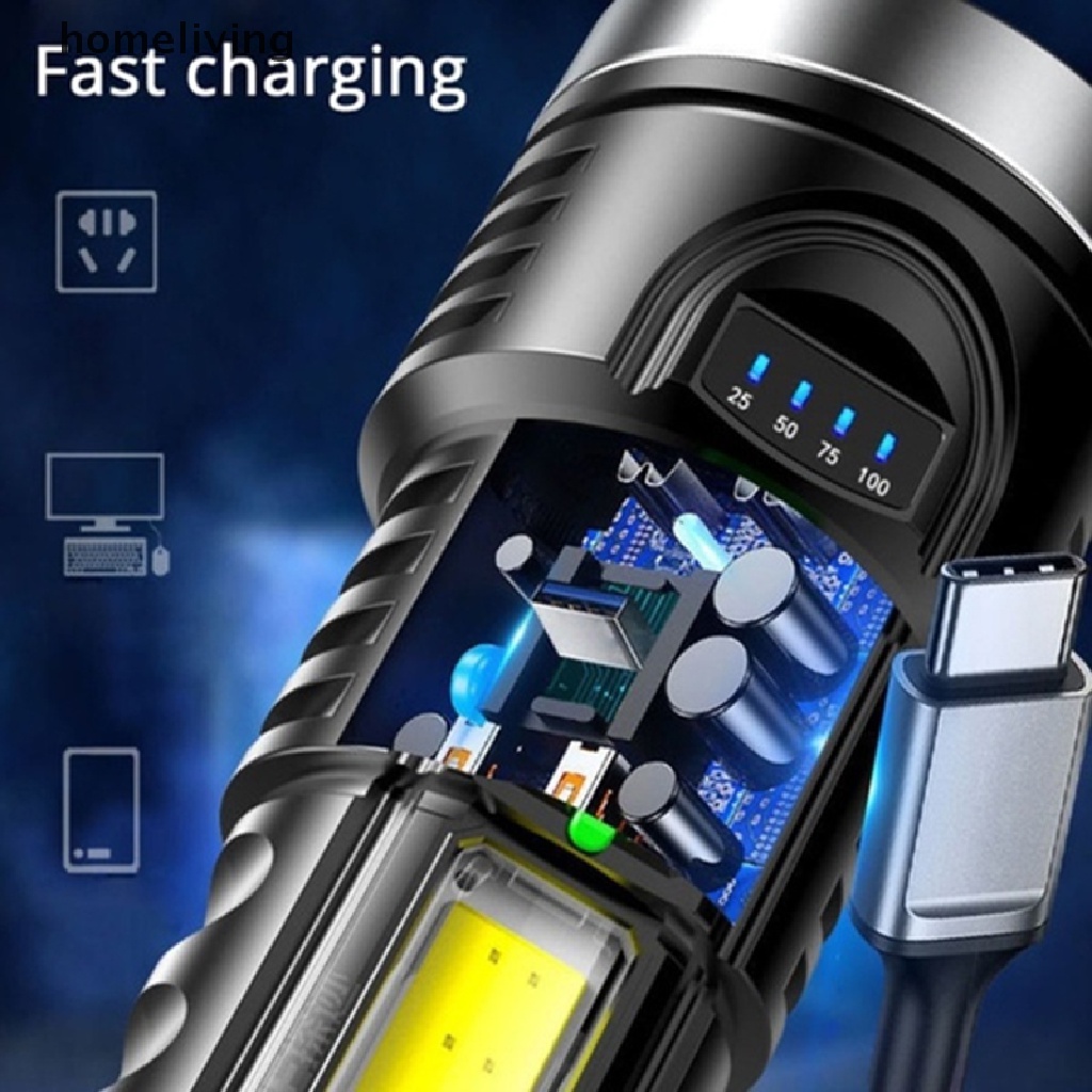 Đèn Pin LED Siêu Sáng Sạc USB Tiện Dụng Mang Theo Du Lịch Leo Núi