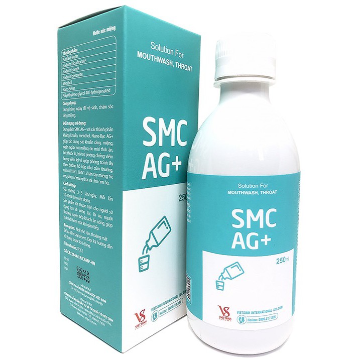 (CHÍNH HÃNG) NƯỚC SÚC MIỆNG SMC AG+
