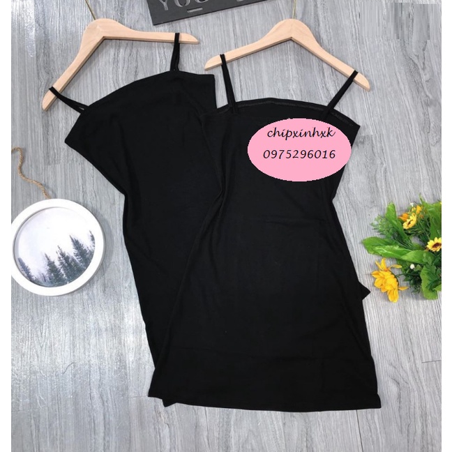 Váy body CHIPXINHXK 2 dây quyến rũ, chất cotton mềm mát