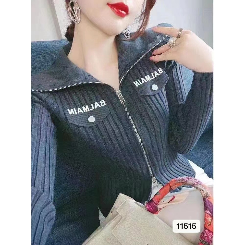 Áo Tay Dài Cổ Cao Có Khóa Kéo Đôi Và Túi In Chữ Thời Trang