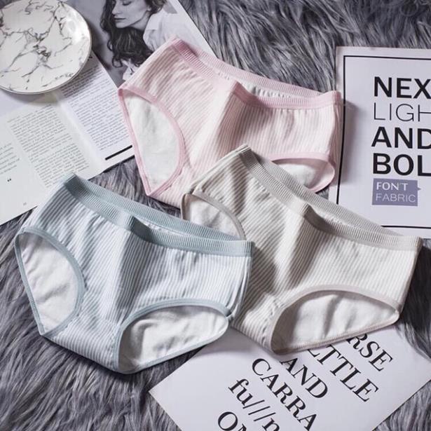 [Giá sỉ] Set 5- 10 Quần Lót Cotton Tăm Phối Kẻ 031
