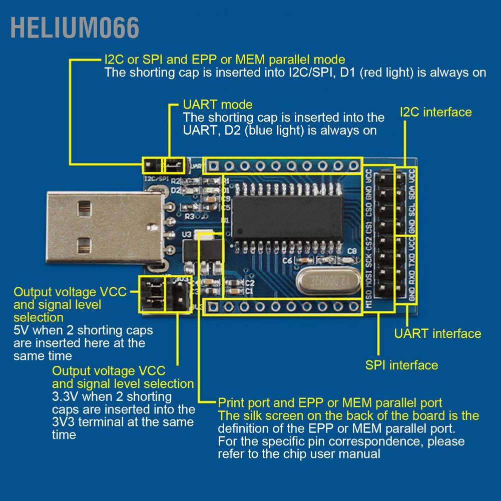 Hàng giao ngay Cổng USB Mô-đun chuyển đổi Nối tiếp Song song với UART IIC SPI TTL ISP EPP MEM Linh kiện CH341A