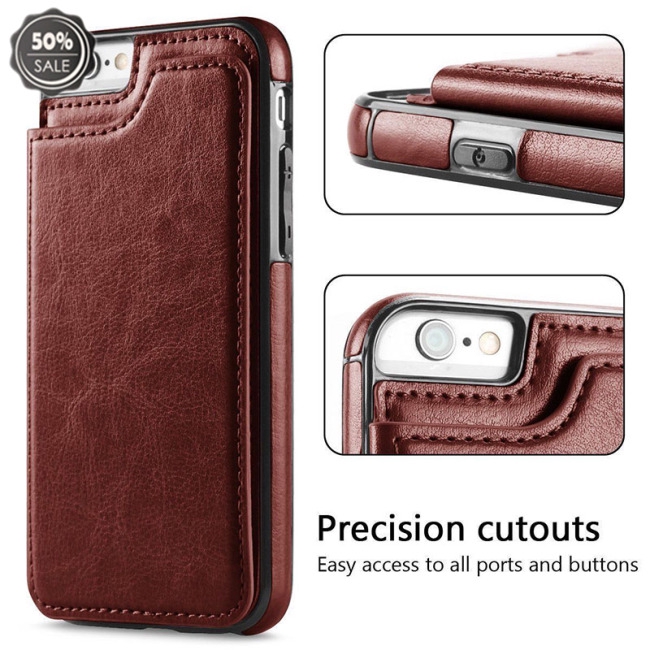 Bao da điện thoại nam châm kiêm ví đựng thẻ đa thẻ chống sốc cho iPhone X | BigBuy360 - bigbuy360.vn