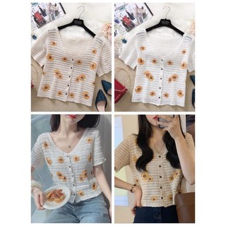 Áo lưới hoa cúc mix đồ siêu xinh