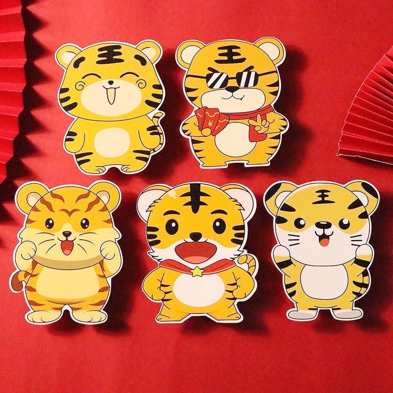 Lì xì Tết 2022 Bao lì xì Tết Nhâm Dần hoạt hình cute hình con vật đáng yêu dễ thương chất liệu giấy dày dặn HVLX01