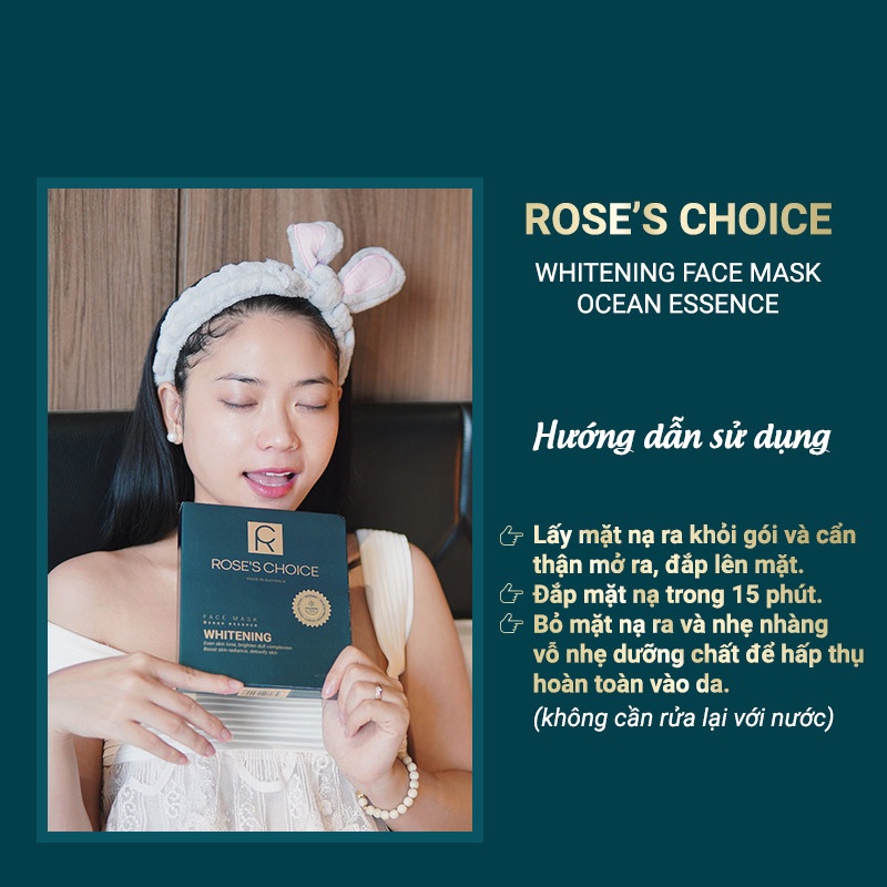 Mặt nạ dưỡng trắng da cao cấp Rose's Choice nhập khẩu từ Úc hộp 5 miếng Rosa Bonita
